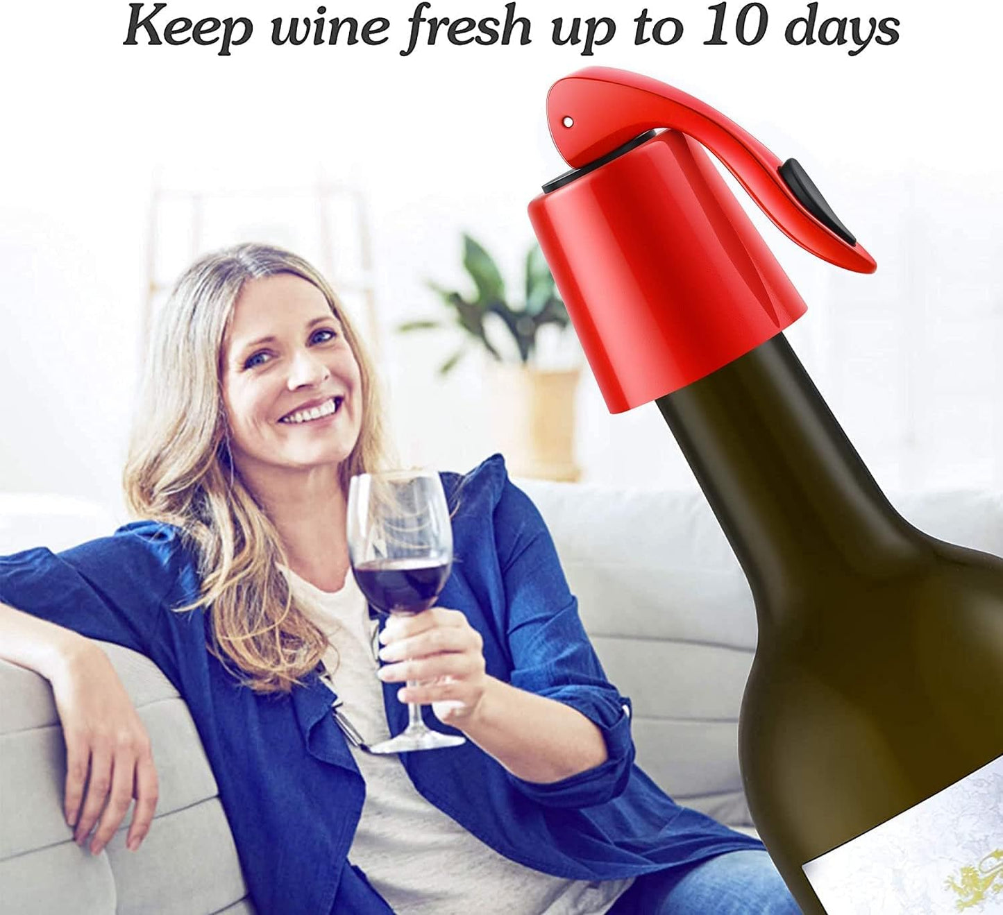 Wine Stoppers Set of 2 - Stainless Steel Wine Bottle Stopper with Silicone Seal, Reusable Beverage Preserver, Freshness Keeper, Premium Bottle Sealers, Ideal Wine Saver Accessory Gift Set