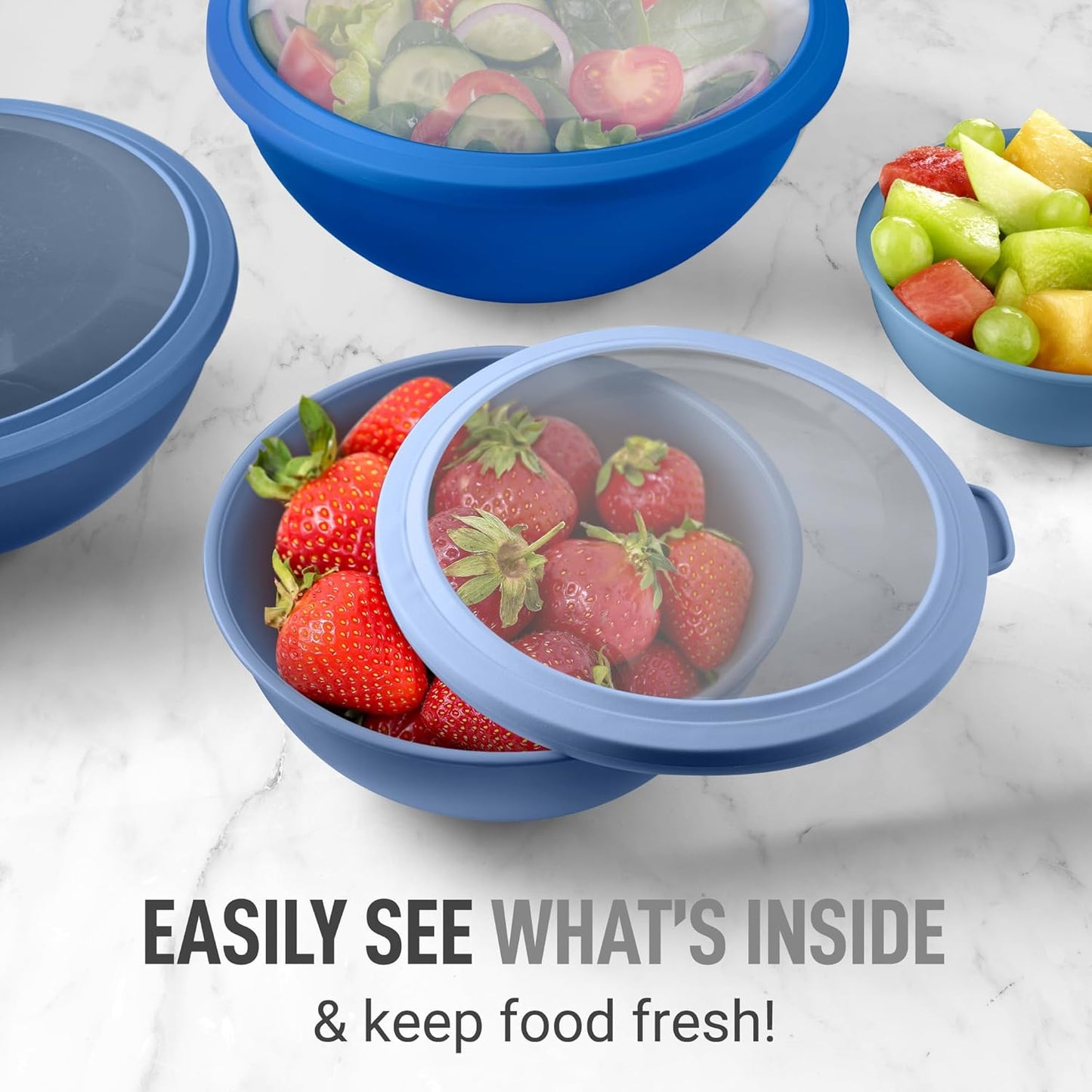 Zulay Kitchen 12-Piece Mixing Bowl Set - Leak-Proof & Stackable with Lids | Microwave & Freezer Safe (Blue Ombre)