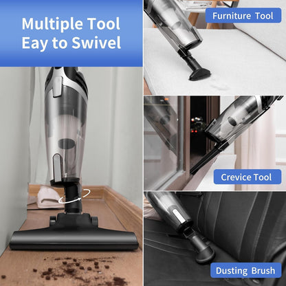 Skiennix Corded Stick Vacuum Cleaner - 20Kpa Powerful Suction | 16Ft Cord, 2-in-1 Lightweight Design for Pet Hair and Hardwood Floors