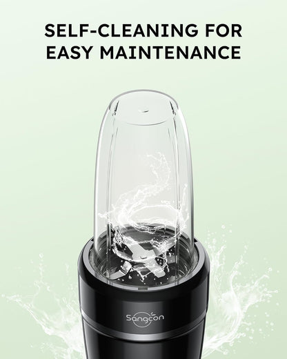 Sangcon 1000W Smoothie Blender - Portable Kitchen Blender with 3 Cups & Multiple Caps for Shakes & Frozen Drinks