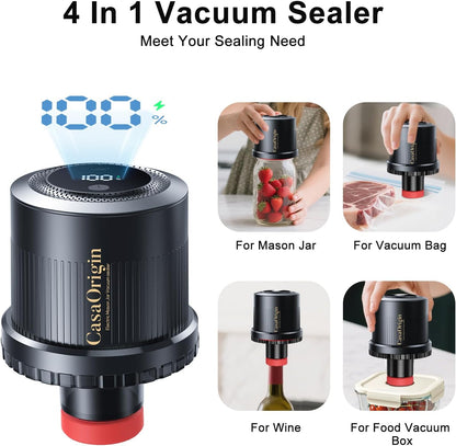 Skiennix Electric Mason Jar Vacuum Sealer Kit - Automatic Sealer for Canning & Food Storage | Fits Wide & Regular Mouth Jars