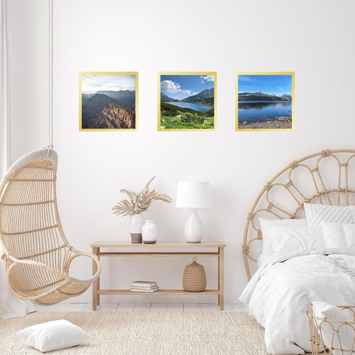 JCJMY 8x8 Gold Picture Frame - Versatile Wall & Tabletop Display | Durable Shatter-Resistant Plexiglass