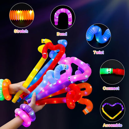 UrChoice Glow Sticks - 8PCS LED Pop Tubes | Colorful Glow Necklaces & Bracelets for Parties & Camping
