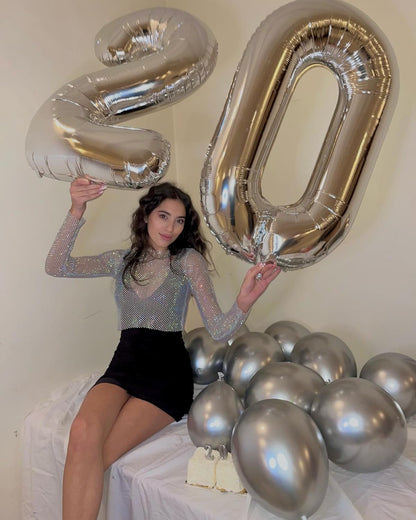 Silver Number 50 Balloon - 40 Inch Giant Foil Balloon for 50th Birthday Party Decorations