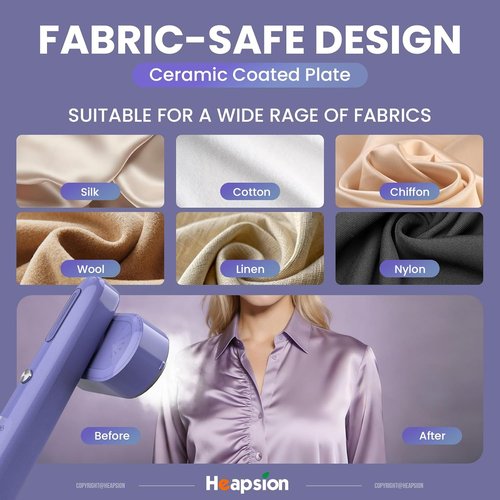 Heapsion Portable Handheld Garment Steamer - 1200W 2-in-1 Iron with Fast 30s Heat-Up & Self-Cleaning
