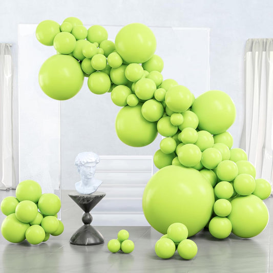 PartyWoo Lime Green Balloons - 127 Pcs Neon Latex Balloon Arch Kit for Graduation & Birthday Decor