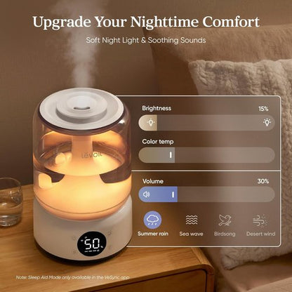 LEVOIT Smart Humidifier - 4.2L Top Fill for Large Rooms | 42H Runtime, Whisper-Quiet Cool Mist, APP & Voice Control