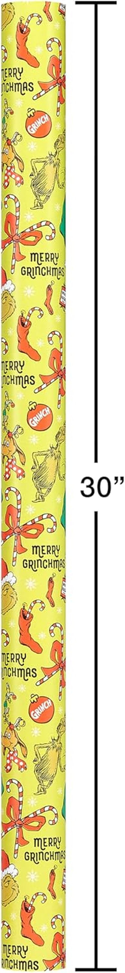 American Greetings Grinch Christmas Wrapping Paper Rolls - Festive Green & Red Gift Wrap (105 sq. ft., 3 Rolls)