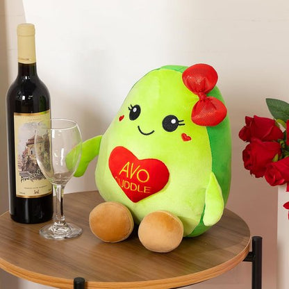 Avocado Plush Toy - 17-Inch Cute Stuffed Animal with Red Heart | Soft Avocado Pillow for Kids & Couples
