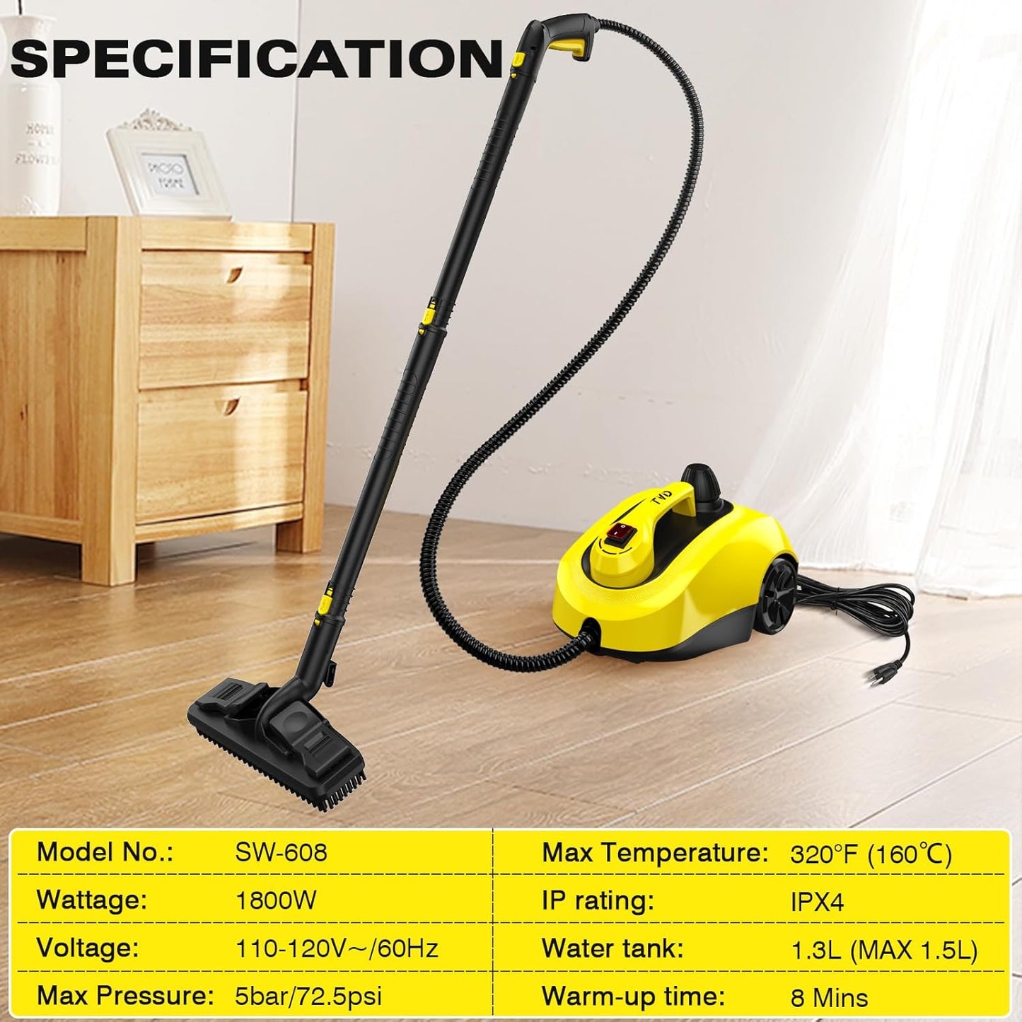 TVD Steam Cleaner - Powerful Home Steamer with 26 Accessories & 5M Extra-Long Power Cord for Deep Cleaning
