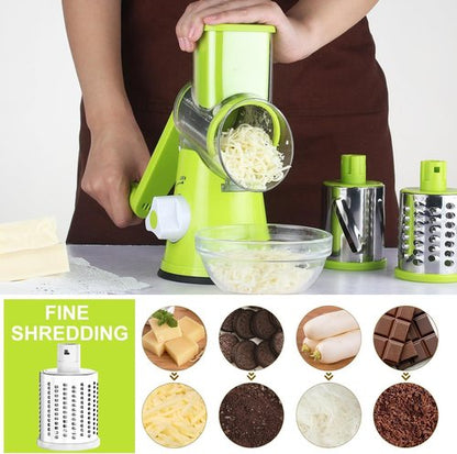 Cambom Rotary Cheese Grater - Hand Crank Shredder for Fresh Cheese & Vegetables | Non-Slip Base, Green