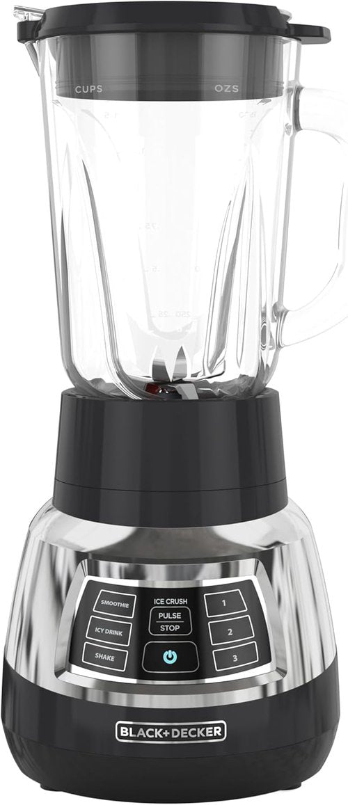 Black+Decker Quiet Blender - 6-Cup Glass Jar, 3 Speeds & Functions, 900W Power | Includes 24-oz Personal Jar