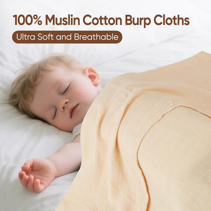 MIGIOL Muslin Swaddle Blankets - Soft Baby Essentials for Newborns | 47x47 Inches, 3-Pack (Pink & Coffee)