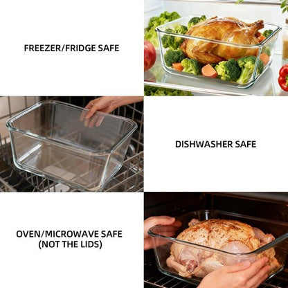 220Oz Extra Large Glass Storage Containers by [Brand Name] - Airtight Borosilicate Food Storage for Chicken & Soup