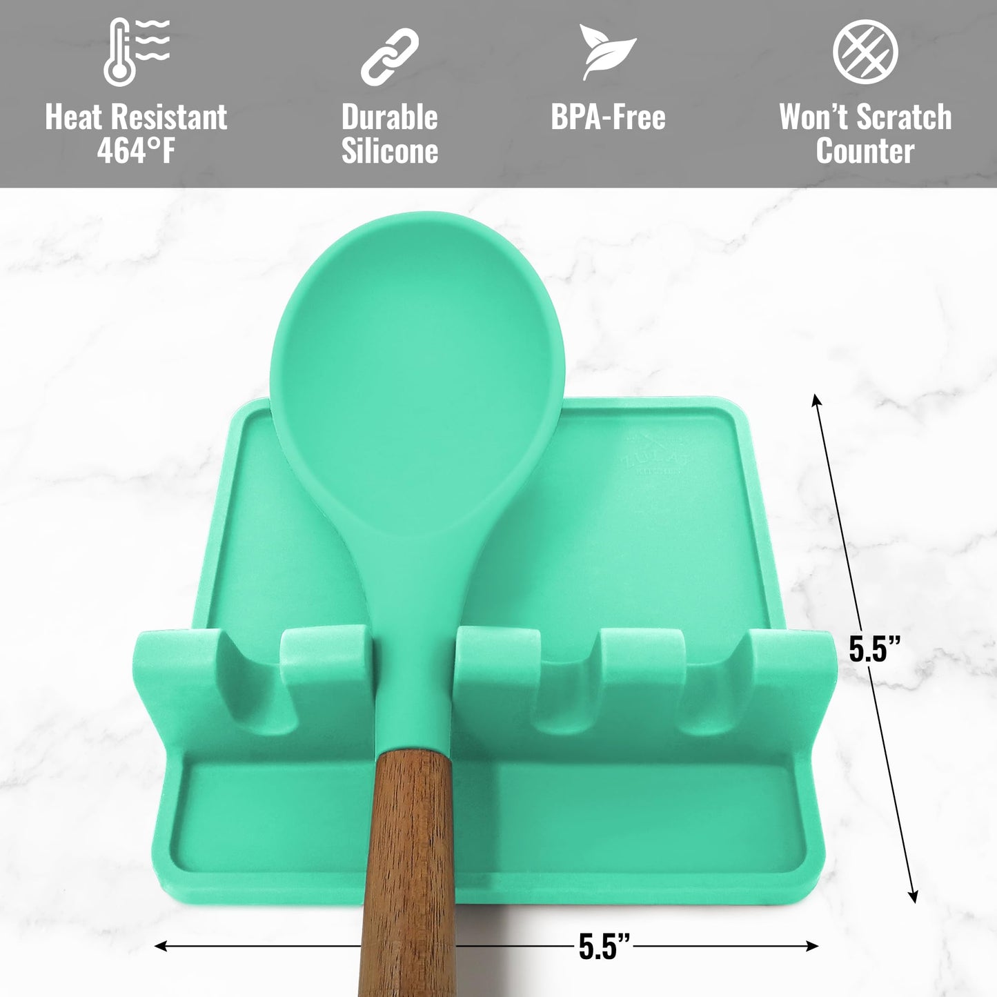 Zulay Kitchen Silicone Utensil Rest with Drip Pad for Multiple Utensils - BPA-Free, Heat-Resistant Spoon Rest & Spoon Holder for Stove Top - Kitchen Utensil Holder for Ladles & Tongs - Carnival Grass