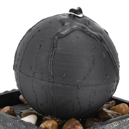 USB Tabletop Ball Water Fountain with LED Light - Indoor Desk Decor