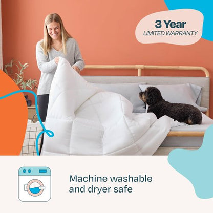 Linenspa White Down Alternative Comforter and Duvet Insert, for Queen Size Bed – All-Season Comforter with Box Stitch and 8 Duvet Loops – Bedding for Kids, Teens, and Adults