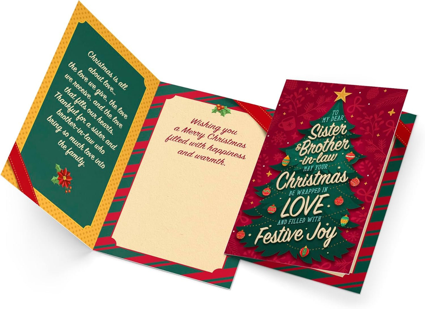 Prime Greetings Christmas Card for Sister and Brother-in-Law - Eco-Friendly, Thick Card Stock, 5in x 7.75in