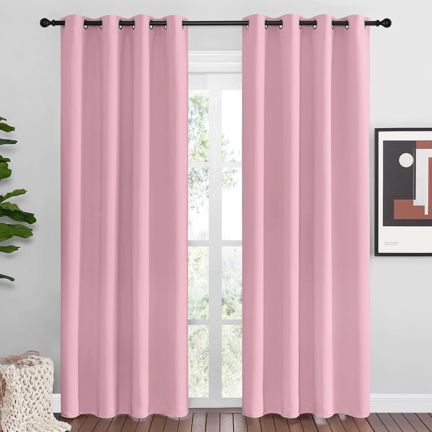 NICETOWN Crystal Pink Blackout Curtains - Thermal Insulated Grommet Drapes for Living Room | 55 x 86 Inches (1 Pair)