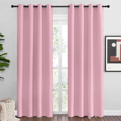 NICETOWN Crystal Pink Blackout Curtains - Thermal Insulated Grommet Drapes for Living Room | 55 x 86 Inches (1 Pair)