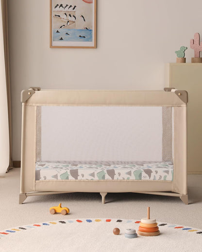 Yoofoss Baby Pack and Play Sheets - Ultra Soft Dark Blue Dinosaur Fitted Mini Crib Sheets | 38x26 Compatible with Graco