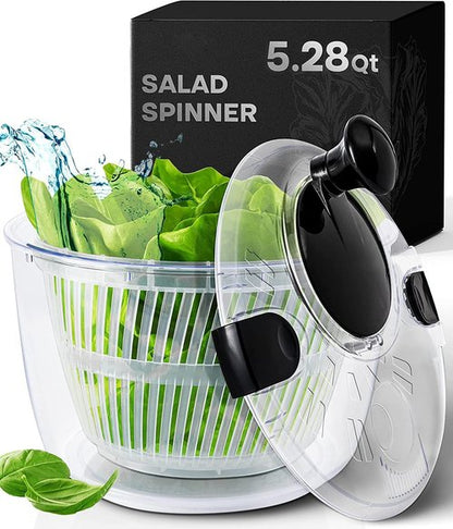 Joined Salad Spinner - Multi-Use Lettuce Dryer & Vegetable Washer | 5.28 Qt with Drain, Bowl & Colander