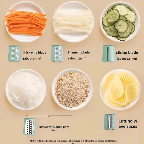 2025 Preservea 5 in 1 Rotary Grater, 5 in 1 Rotary Cheese Grater Vegetable Slicer, Preserves Food Chopper, Easy To Clean Kitchen Gadgets With Storage Box