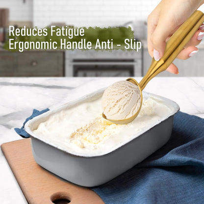 Skiennix Heavy-Duty Ice Cream Scoop - 4.5 oz Durable Stainless Steel, Corrosion-Resistant, Gold Finish