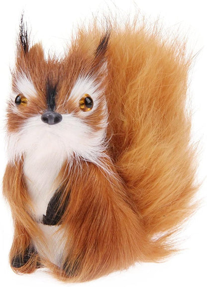 Skiennix Realistic Furry Squirrel | Lifelike Faux Fur Easter Basket Stuffer | 3.1 Inch Home Decor