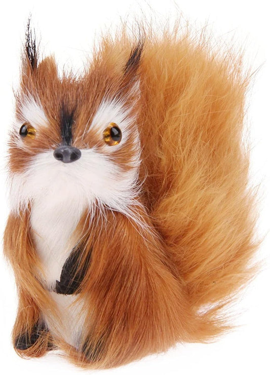 Skiennix Realistic Furry Squirrel | Lifelike Faux Fur Easter Basket Stuffer | 3.1 Inch Home Decor