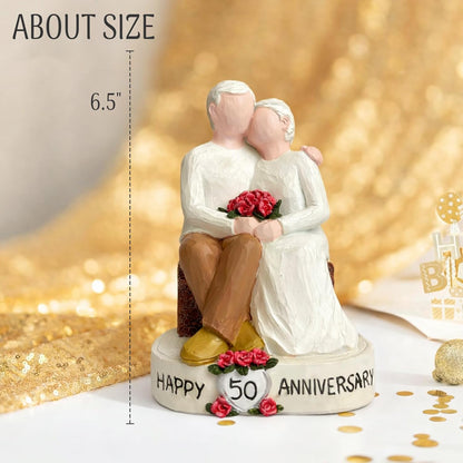 Regine Switzerland 50th Wedding Anniversary Figurines - Hand-Painted Resin Statues for Couples | 5.9 Inch Tabletop Decor