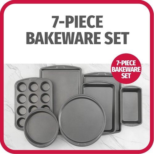 GoodCook Everyday 7-Piece Non-Stick Bakeware Set | Versatile Baking Pans for Cookies, Cakes & Muffins