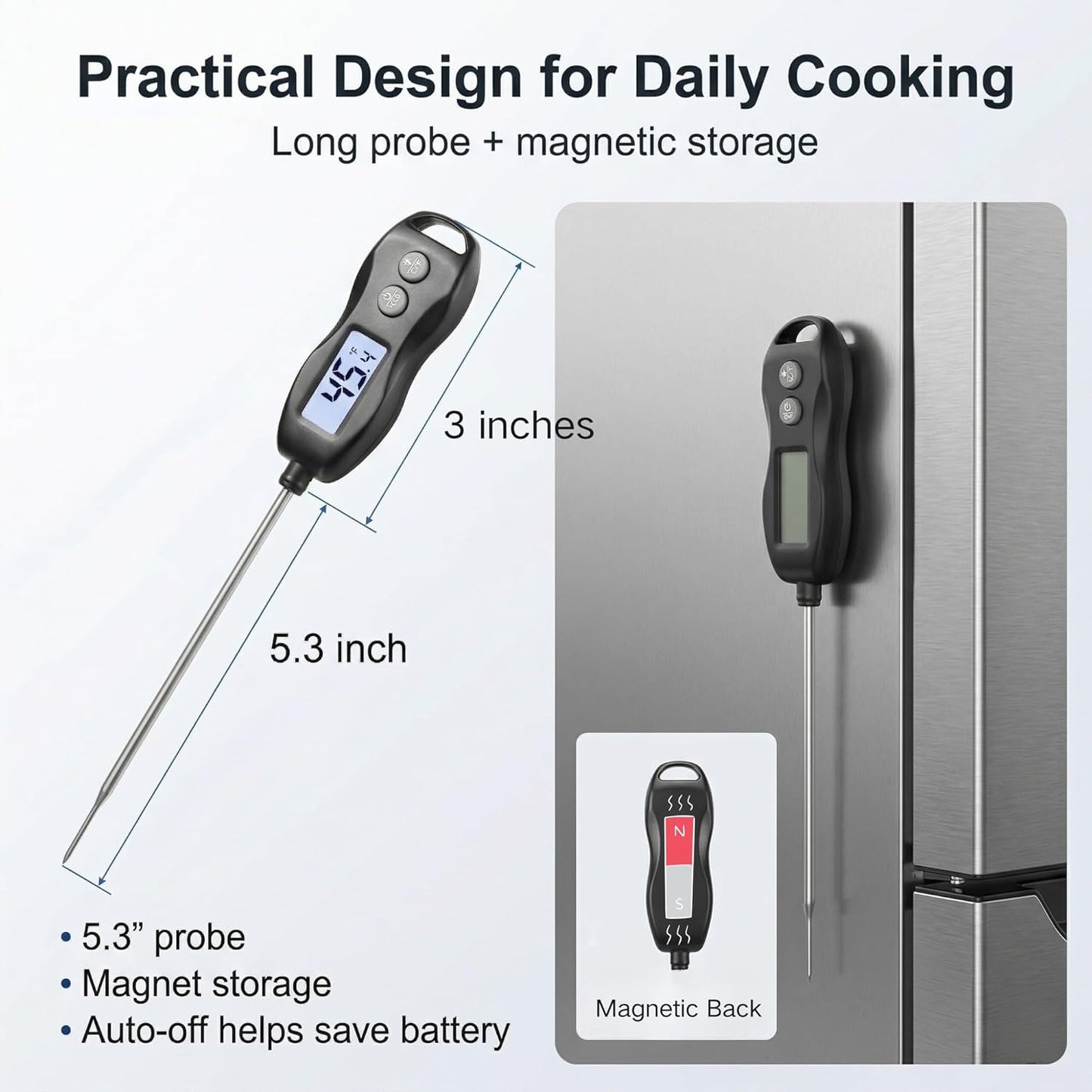 Meat Thermometer by [Brand Name] - Digital Instant Read with Backlight | Waterproof for BBQ, Grilling & Baking (Black)