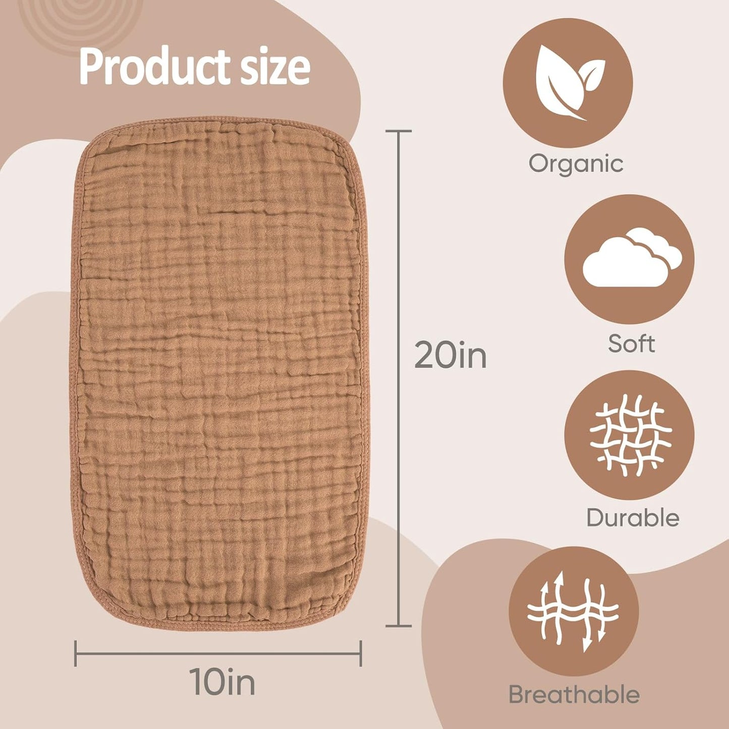 MIGIOL Muslin Burp Cloths - 100% Cotton, Soft & Absorbent | Pack of 12 Mixed Colors for Babies