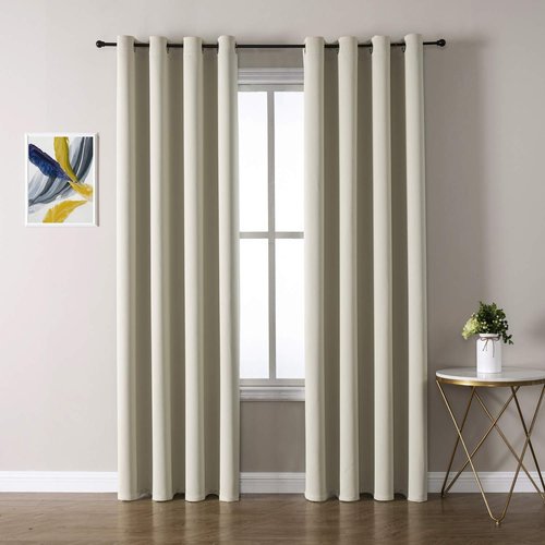 ChrisDowa Room Darkening Curtains 80 Inches Long 2 Panels Set for Living Room, Grommet Thermal Insulated Blackout Curtains for Bedroom (Beige, 52 x 80 Inch)
