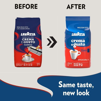 Lavazza Crema e Gusto Whole Bean Coffee - Medium Roast Arabica & Robusta Blend, 2.2 lb Bag
