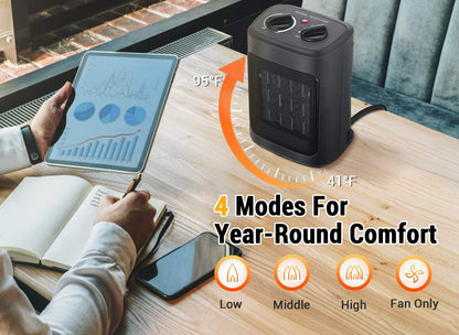 Skiennix 1500W Electric Space Heater - Portable Ceramic Heater with Thermostat & Fast Heating | Ideal for Bedroom & Office