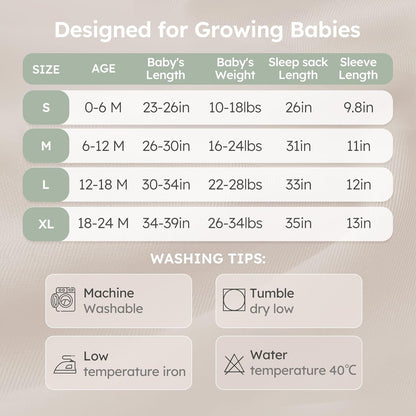 Yoofoss Baby Sleep Sack - Organic Cotton Wearable Blanket for Infants | 6-12 Months, 1.0 Tog, Long Sleeve