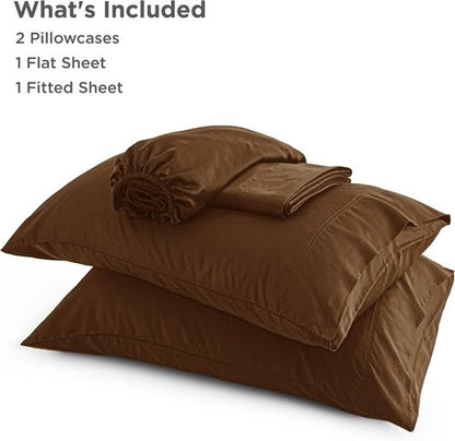 Bedsure Cooling Bed Sheets - Breathable Rayon from Bamboo, Deep Pocket up to 16 Inches, Luxurious Softness in Brown