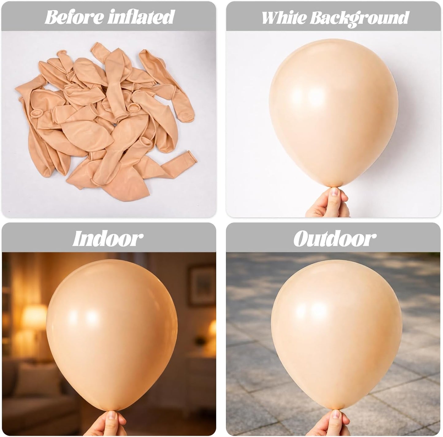 Voircoloria Blush Balloons - 66 Pack 12-Inch Nude Latex Balloons for Weddings, Graduations & Parties