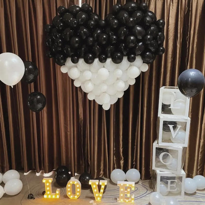 Skiennix 100 Pcs Black & White Balloons - 12 Inch Thickened Latex for Birthday & Wedding Decor