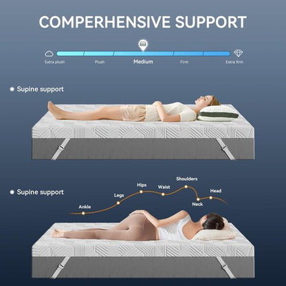 ELEMUSE 3 Inch Gel Memory Foam Mattress Topper Queen Size Pressure-Relieving Mattress Topper for Back Pain,Non-Slip Design with Removable & Washable Cover, CertiPUR-US