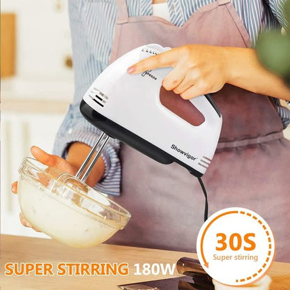 Electric Hand Mixer - 7 Speed 180W Handheld Whisk with 5 Stainless Steel Accessories | Turbo Boost & Eject Button
