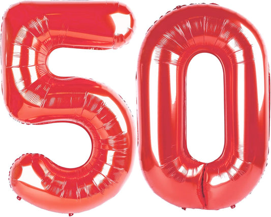 Red Number 50 Balloon - 40 Inch 50th Birthday Decoration for Boys & Girls Party Supplies