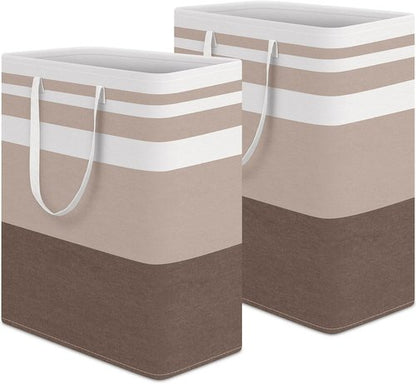 HomeHacks Large Waterproof Laundry Basket - Collapsible Freestanding Hamper with Extended Handles | 125L, Brown