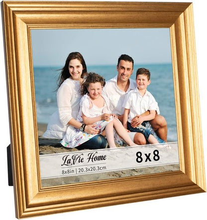 LaVie Home 8x8 Picture Frame - Gold Square Frame Set with High Definition Glass for Wall & Table Display