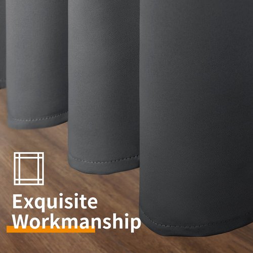YoungsTex Blackout Curtains for Bedroom 63 Inches Long 2 Panels - Room Darkening Window Drapes with Grommet Thermal Insulated Privacy for Living Room, 42 x 63 Inch, Dark Grey