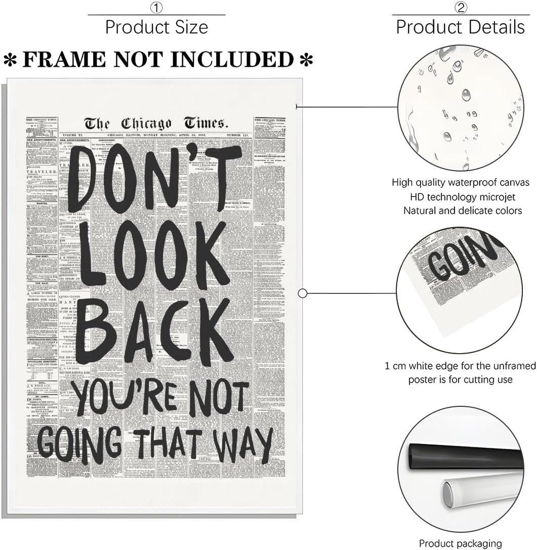 Vintage Newspaper Wall Art - Motivational Quote Poster | Black and White Inspirational Canvas Print 8x12