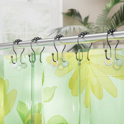 AmazerBath Shower Curtain Hooks Black Shower Curtain Rings, Metal Shower Curtain Hooks Rust Proof, Smooth Glide Double Shower Hooks Rings for Shower Curtain, Shower Rod Hooks 12Pcs