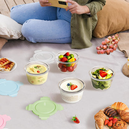 Skiennix 16oz Glass Meal Prep Containers - Airtight BPA-Free Borosilicate Storage | 4-Pack, Microwave & Dishwasher Safe